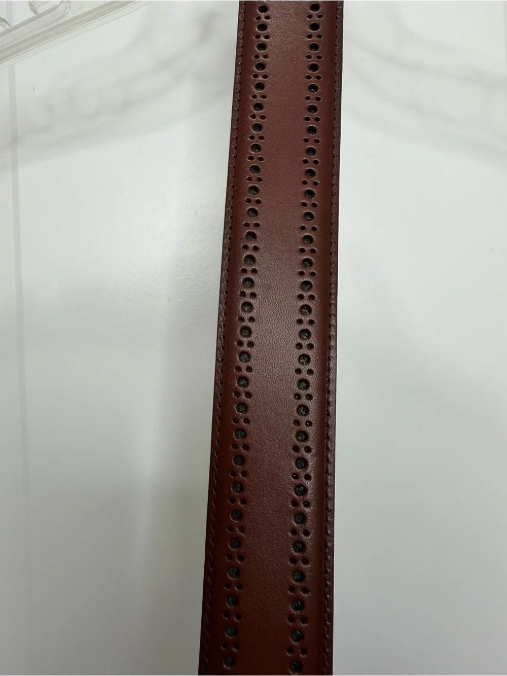 Allen Edmonds Manistee Dress Belt Dark Chili Leather Brogue Size 32
